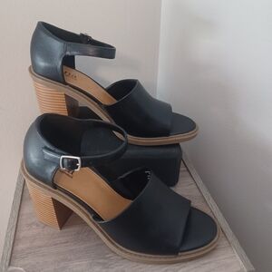A.N.A Pixley Black Block Heel Sandals Sz 9.5